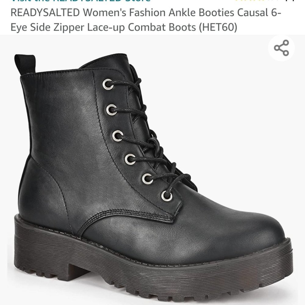New Ready Salted fashion ankle booties casual 6-eye lace up combat boots US7,UK5
